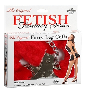 Fetish FURRY LEG CUFFS - RED